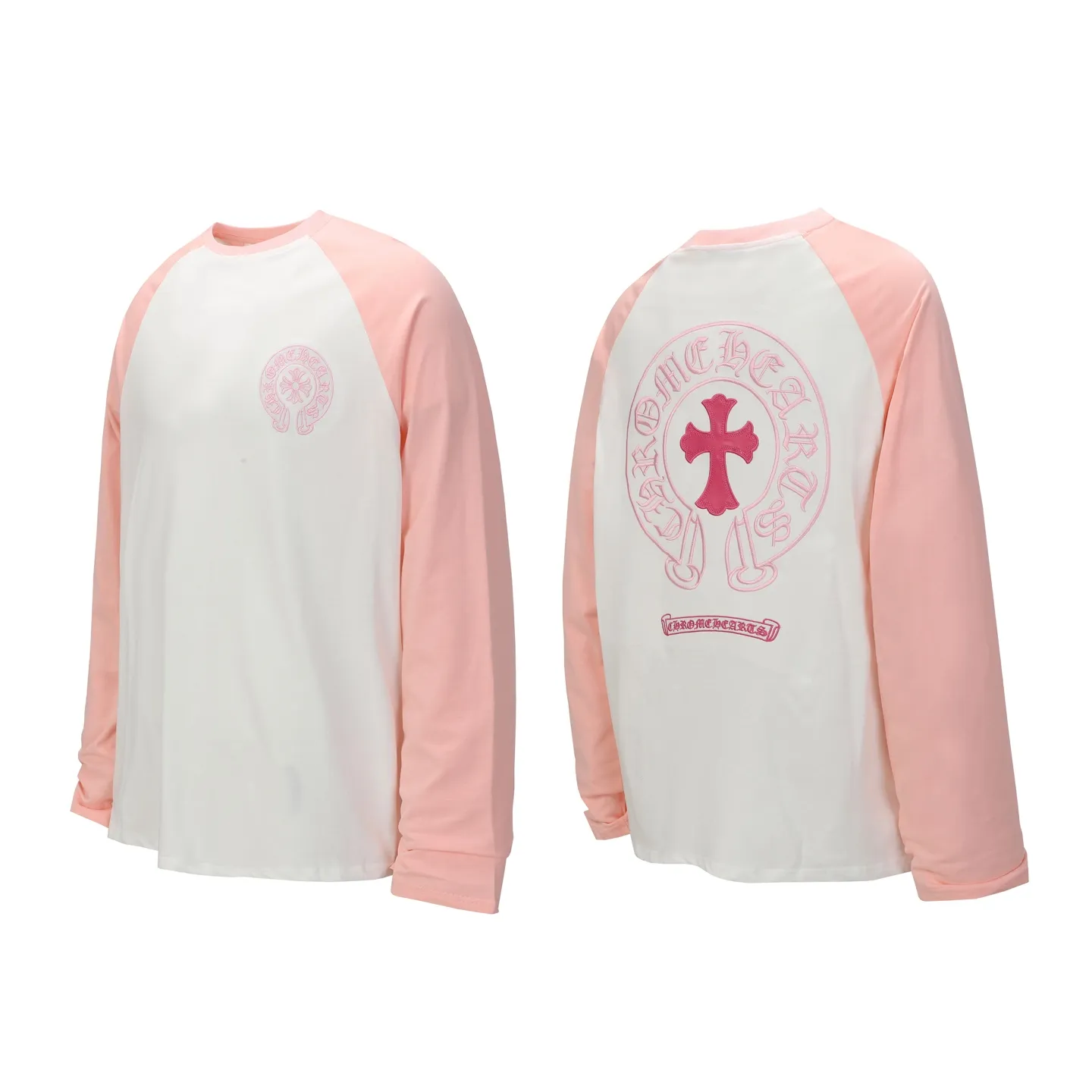 P170 Cross-border quantity model, please do not place an order if you are pursuing quality -Chrome Hearts/Chrome Hearts Xiaohongshu popular Sanskrit horseshoe stitching embroidered long-sleeved T-shirt -High weight, high density and high quality, soft, delicate and skin-friendly wool, soft and silky to the touch, excellent warmth and skin-friendly properties -Customized weaving and dyeing, no color difference, no matter the fabric or workmanship details, beat the ordinary version on the market -Colour: black with white, black with pink -Size: S M L XL